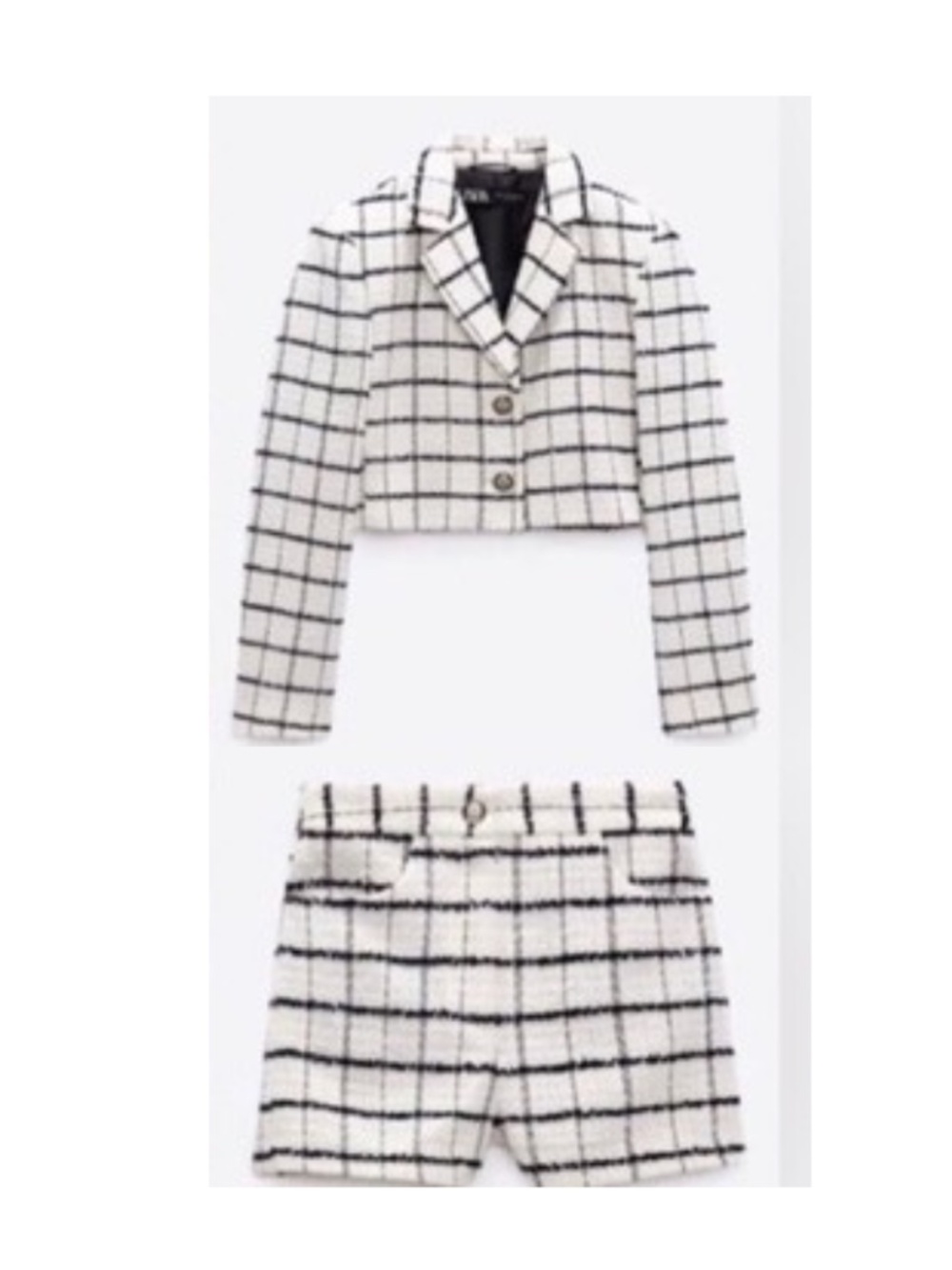 ZARA Tweed Blazer & Shorts Matching Set – Black & White Size XS - Picture 2 of 16